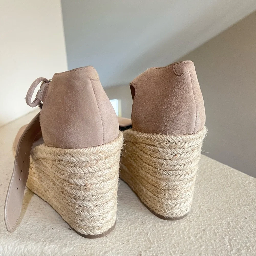 Marc Fisher Alita cream Espadrille Platform Wedge Sandals Size 10 Summer Chic‎